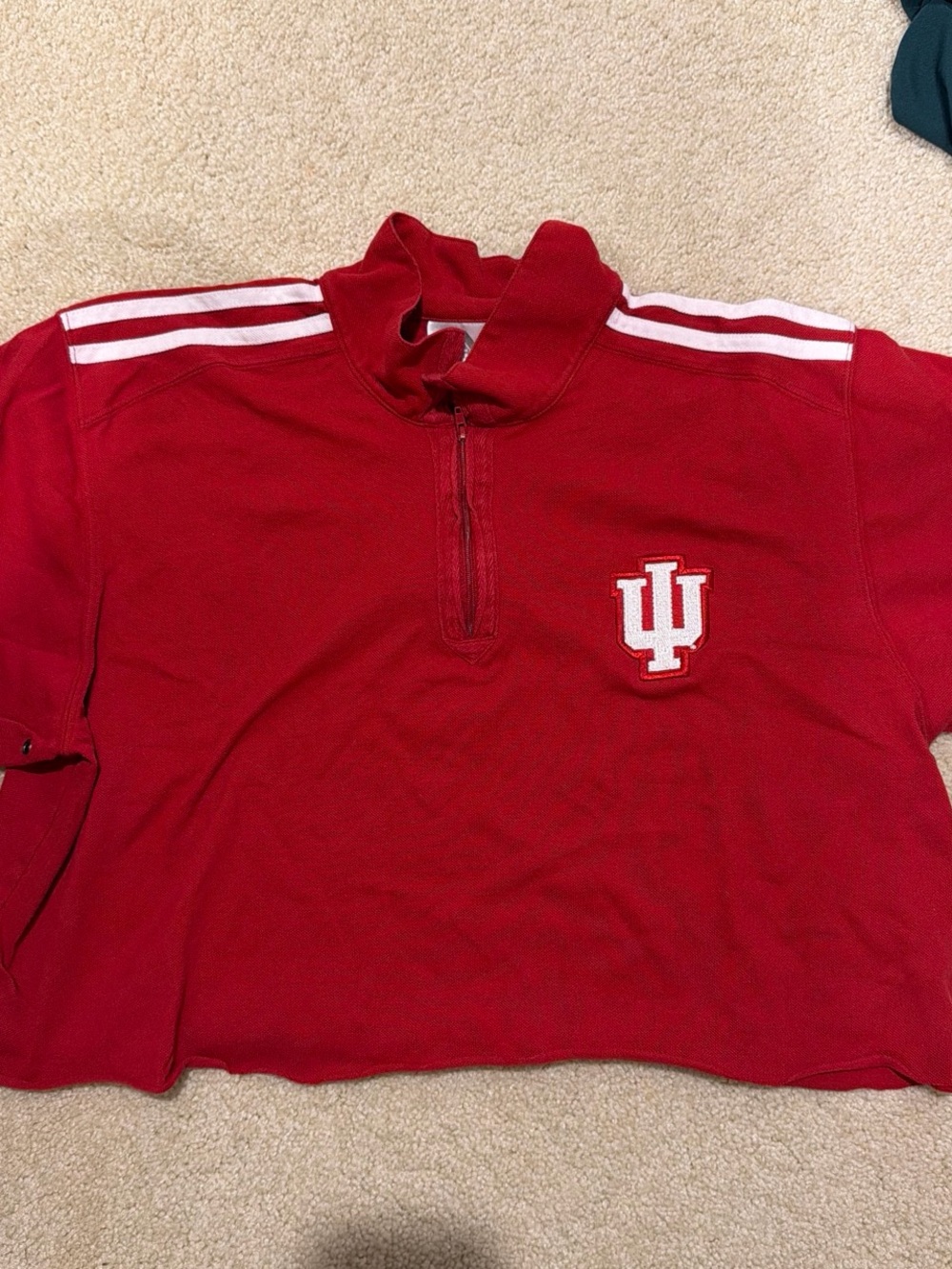 adidas Red Indiana Hoosiers Short Sleeve Quarter-Zip Tee